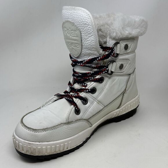 Pajar Canada Dala Winter Boots Womens 9 - 9.5 White Leather Faux Fur Waterproof - Picture 8 of 16